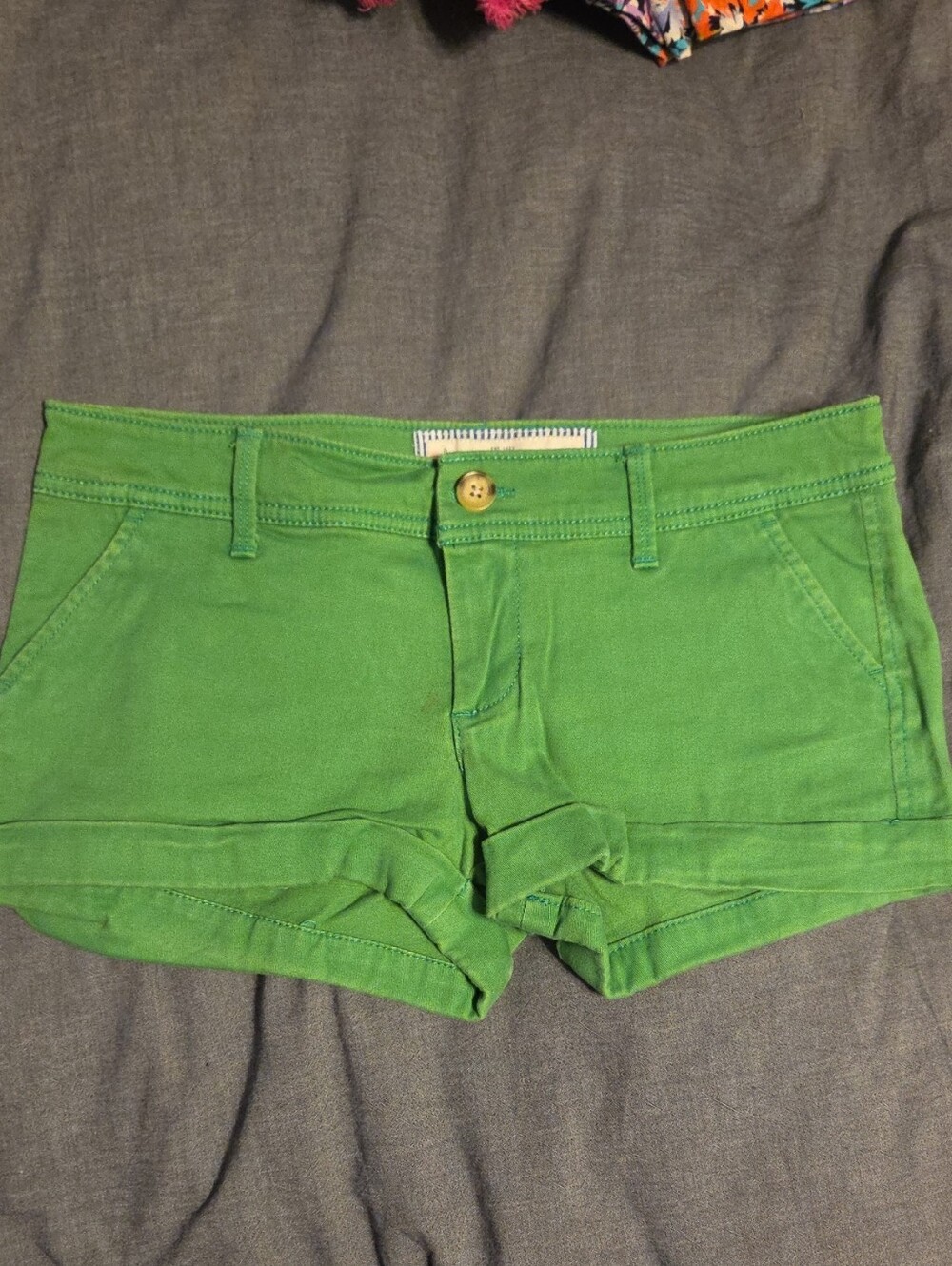Abercrombie & Fitch Bright Green High-Rise Cotton Shorts